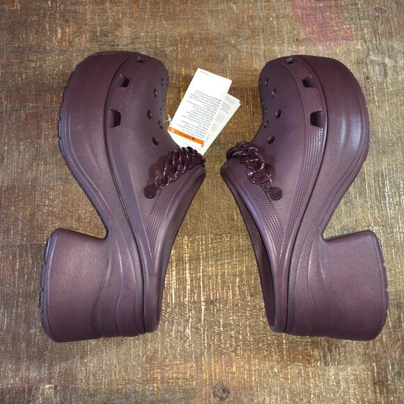 Crocs Siren Chain Clog Heels Mens 12 Dark Cherry Maroon NWT Chunky Platform main image 7